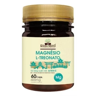 Magnésio L Treonato 600mg por porção 60caps Med. Chinesa Folhas&Raizes