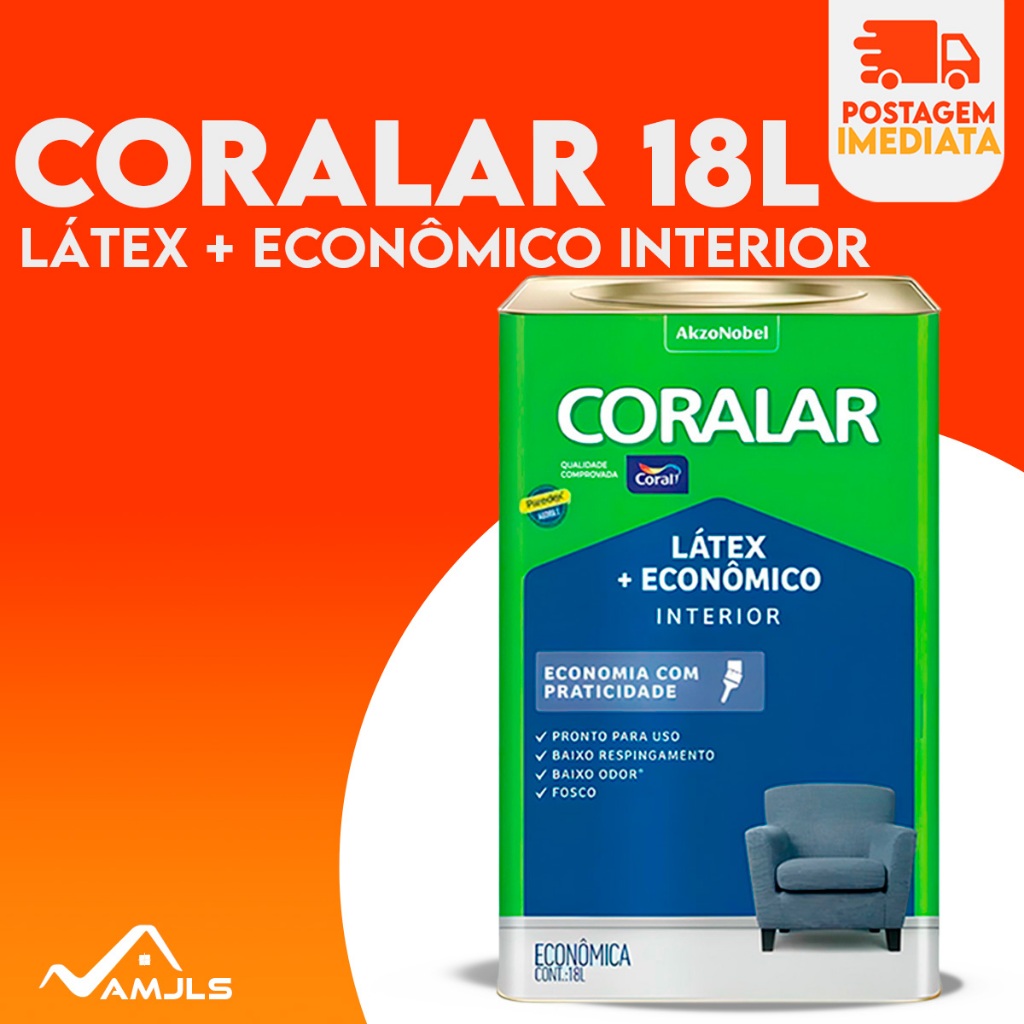 Tinta Látex Econômica Coralar Paredex Secagem Rápida 18 Litros Coral - cores | Parede, quarto, sala