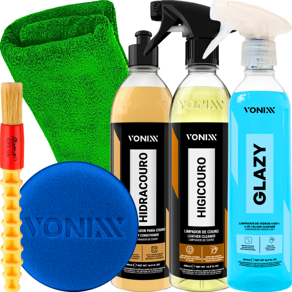 Kit Completo Limpeza De Couro Higicouro Hidracouro Glazy