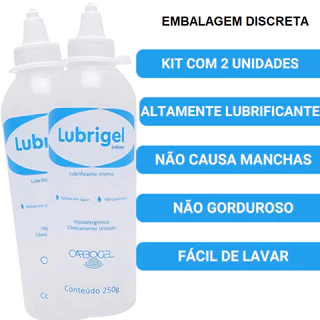 Kit 2 Gel Lubrificante Íntimo Base De água Lubrigel 250g Envio Rápido