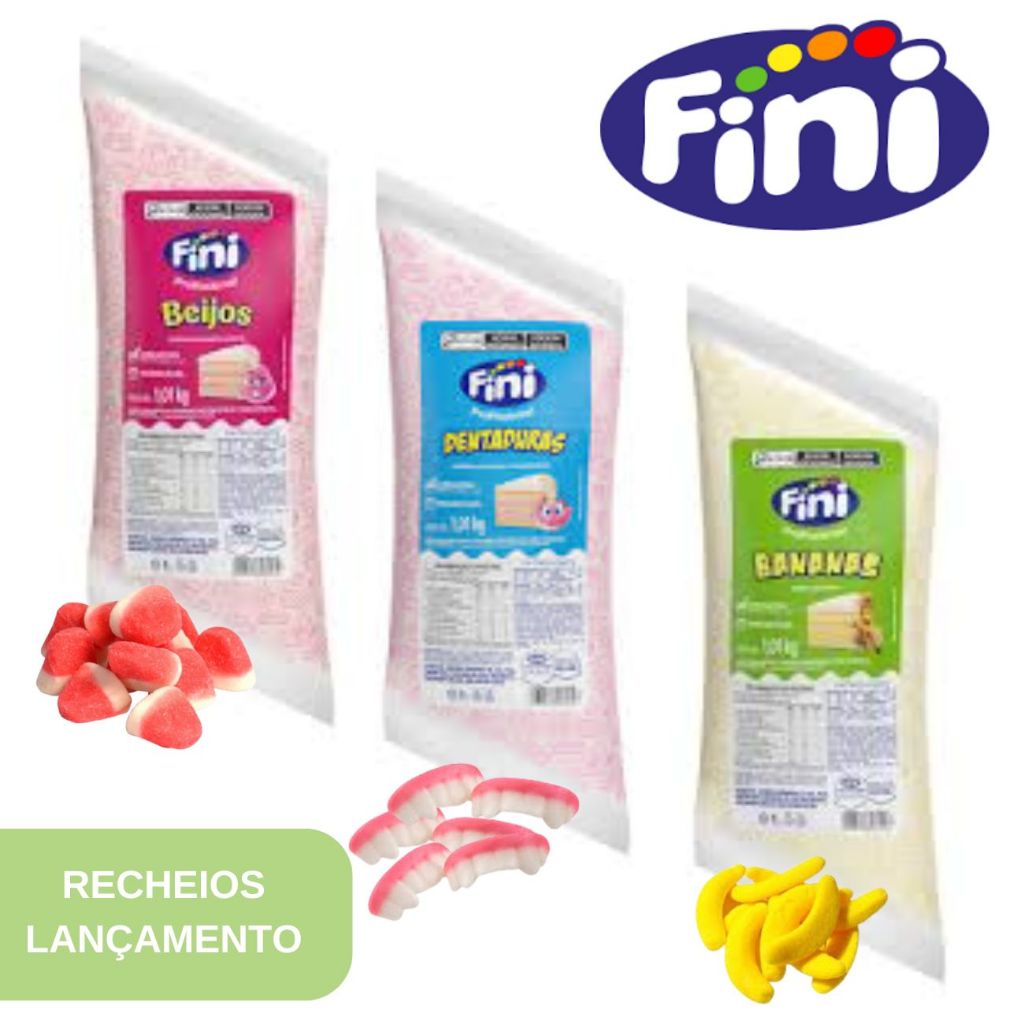 Recheio Forneavel Fini 1,01Kg Para Bolos E Tortas Lançamento Sabor Dentatura Beijo E Banana Fini