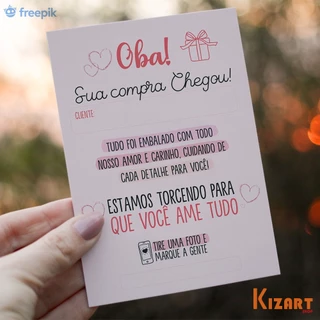 20, 40 Unidades Card Cartão De Agradecimento Oba! Sua Compra Chegou Campo Cliente Marca A Gente
