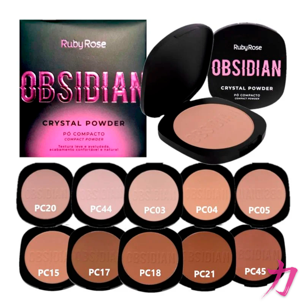 Pó Compacto Crystal Power Obsidian Ruby Rose HB1800 | Shopee Brasil
