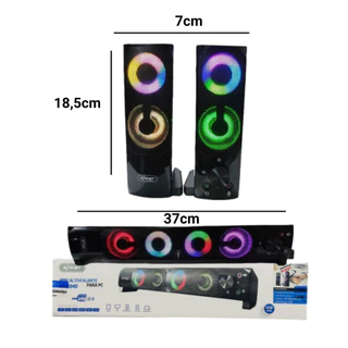 Caixa de Som Alto Falante para Notebook e Computador 12W com LED RGB, podendo ser utilizada de 2 formas KP-6040