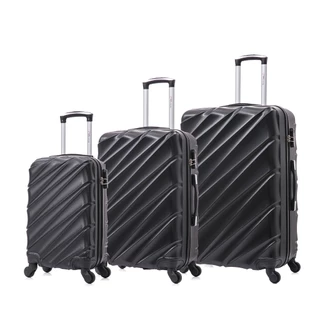 Kit mala de viagem rígida Abs 360º pequena, média e grande preta Havana Swiss Move