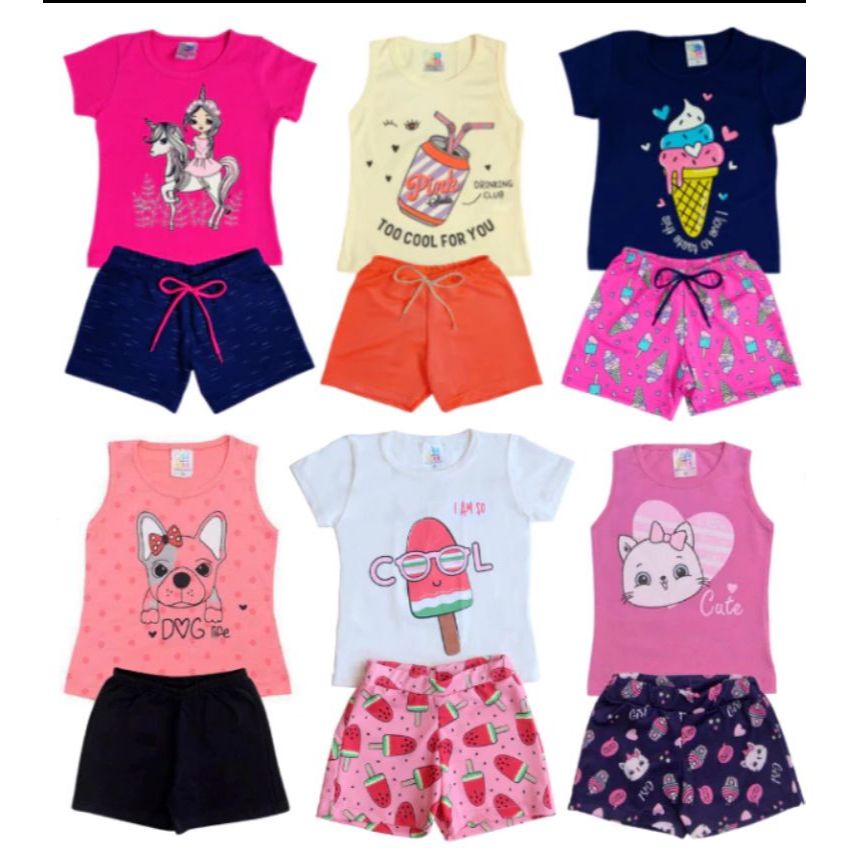 Kit de Roupa Infantil Menina Ver\u00e3o 8 Pe\u00e7as Conjunto Feminino Crian\u00e7a ...