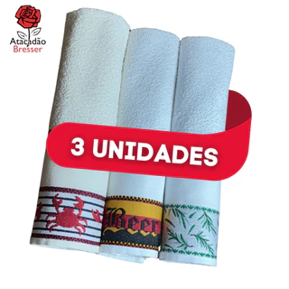 Kit com 3 Panos de Copa Atoalhado Teka ART Premium 45cm X 65cm - Estampas Variadas