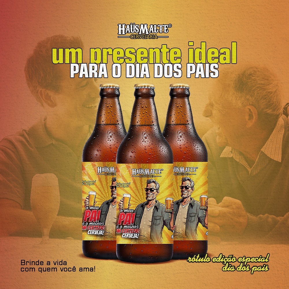 Kit 3 Cervejas Artesanal HaüsMalte Edição Pai Lager Puro Malte 600 ml