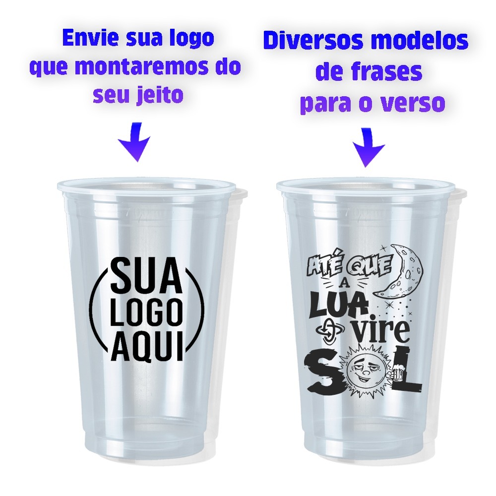 250 Copos Personalizados com sua arte - 700ML, 550ML, 440ML ou 330ML - Adega, Eventos ou Aniversário