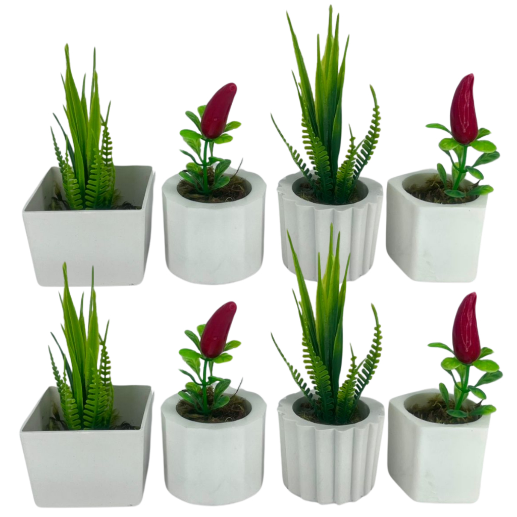 Kit de Pimenta 8 Vasinhos com Plantas Artificiais