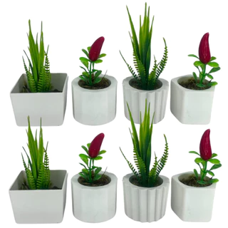 Kit de Pimenta 8 Vasinhos com Plantas Artificiais