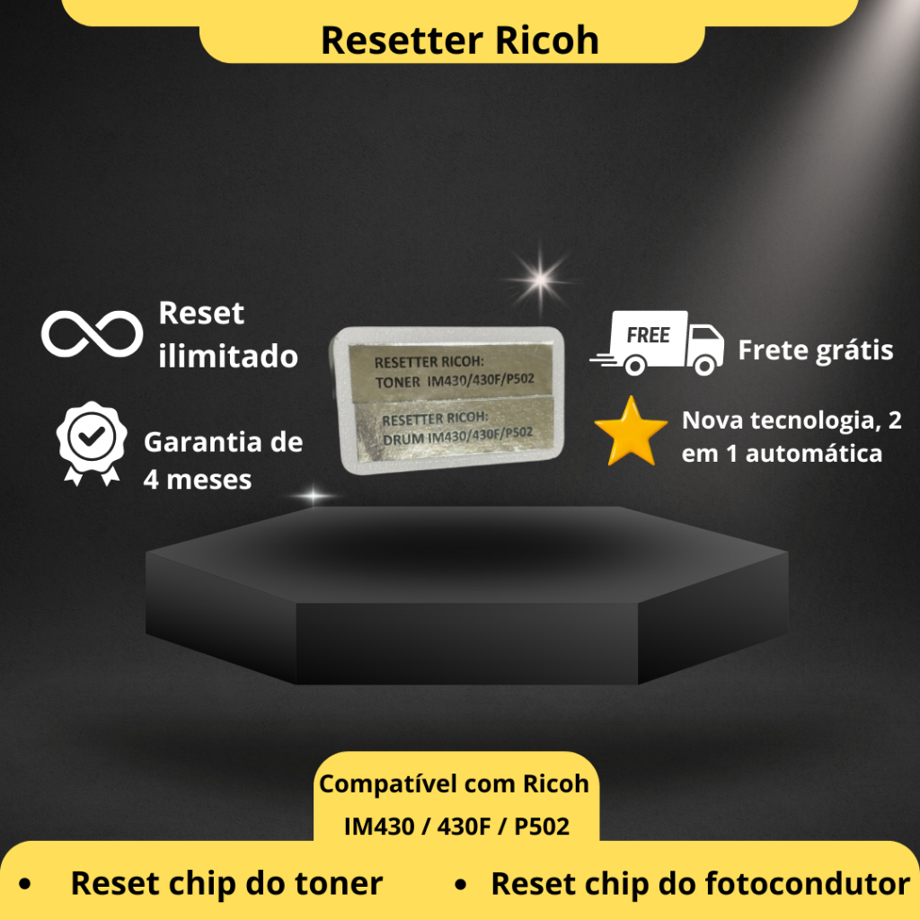 Resetter Chip Ricoh 2 em 1 - IM430/430F/P502 | Shopee Brasil