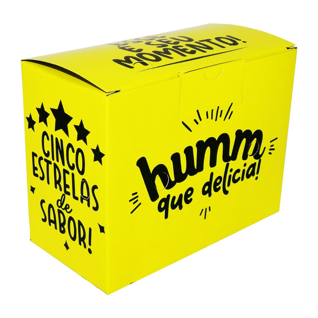 Caixa Embalagem Para Batata Frita Delivery Amarela 12 x 6 x 7cm