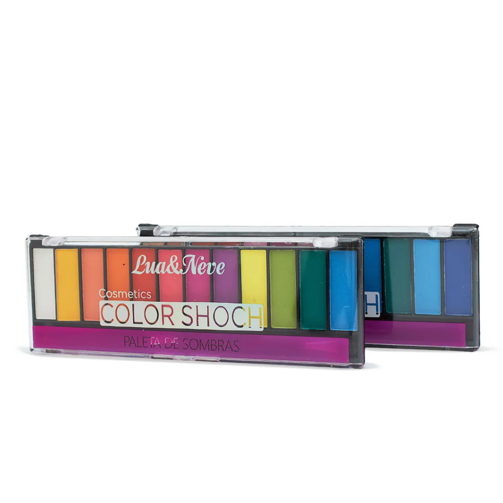 PALETA DE SOMBRA LUA E NEVE COLORS SHOCH 12 CORES COM PINCEL APLICADOR ...