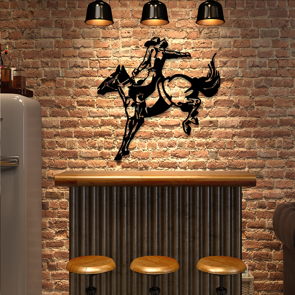 Placa Decorativa em MDF Peão e Cavalo no Rodeio. 40cm | Shopee Brasil