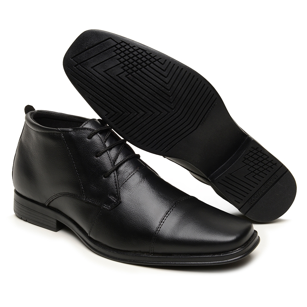 Sapato Social Masculina Cano alto Couro Legítimo Sport Fino Palmilha ...