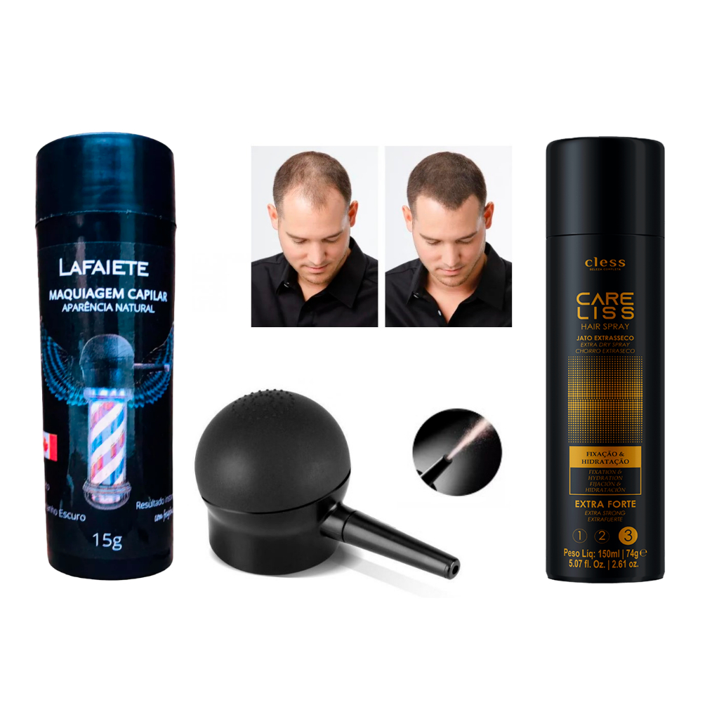 Fibra Capilar Lafaiete 15g Com Borrifador + Spray Fixador - Disfarça Calvície e Falhas no Cabelo