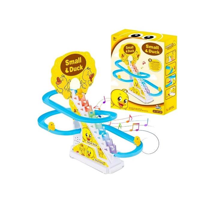Brinquedo Musical Escorregador De Patinhos - Com Luz E Som, Patinhos Sobem Escada Rolante E Escorregam