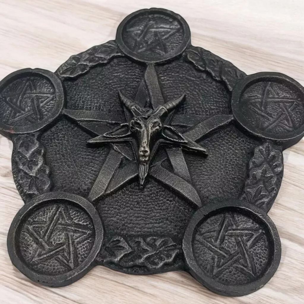 Porta Velas Castiçal Pentagrama Baphomet - 20cm