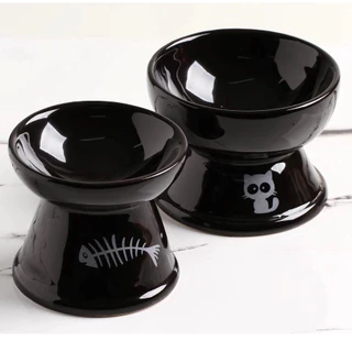 Kit 2 Comedouro Cerâmica Elevado Gatos em Luxo Comedouro Bebedouro Cerâmica Higiênico Pet Cachorros