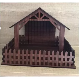 Presepio Casinha 30cm Base 30x40cm com Cerca Pintado