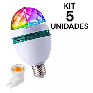 Kit Lâmpada Led Globo Para Festa Discoteca Luz RGB Giratória Colorida Soquete Tomada
