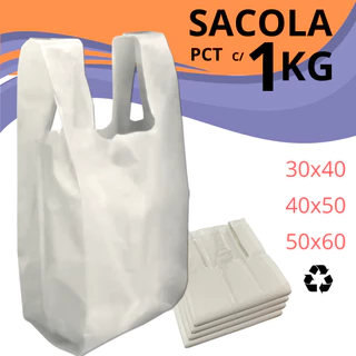 Sacola Plástica Branca 1KG Reciclada 30x40 40x50 50x60