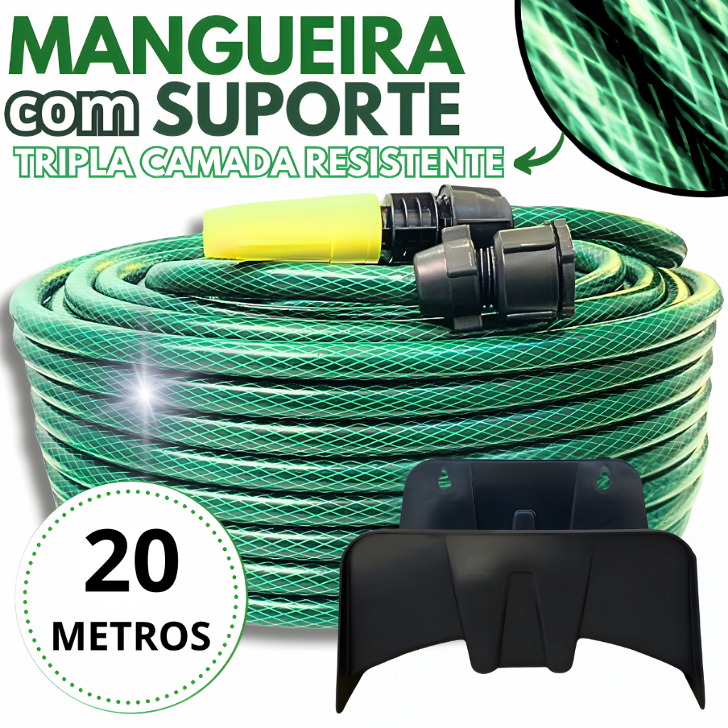 Mangueira Jardim 20 Metros Resistente Flexivel Reforçada Trançada com ...