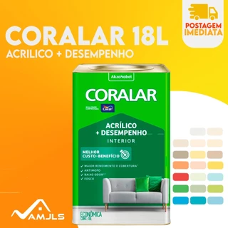 Tinta Econômica Fosca Coralar Paredes Coral 18L AntiMofo Acrilica Interno Fosco Interior Coral Cores