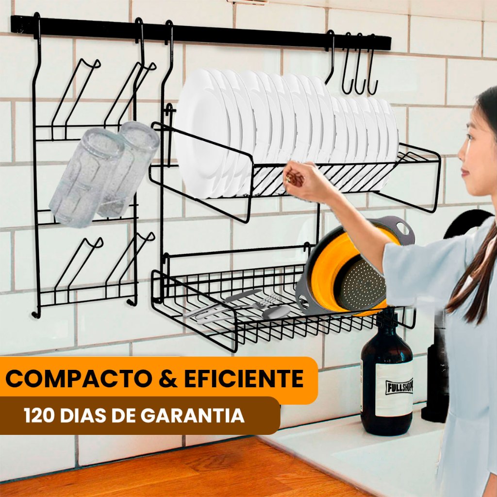 Escorredor De Louça Suspenso Organizador de Pia Grande Para Partos Copos Talheres Cook Home Modular