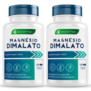 2 Potes Magnesio Dimalato Puro Isolado 500mg 240Cáps Ecomev