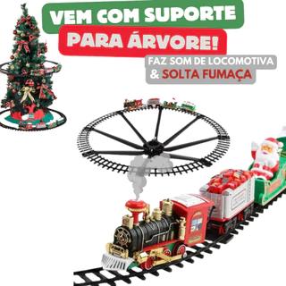 Trem Elétrico Ferrorama Árvore Natal Locomotiva Pista Decor
