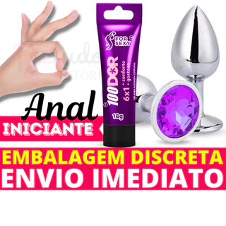 Kit Anal Iniciante Plug Anal Aço Inox P + Gel Lubrificante Anal 100 Dor For Sexy Sex Shop Discreto