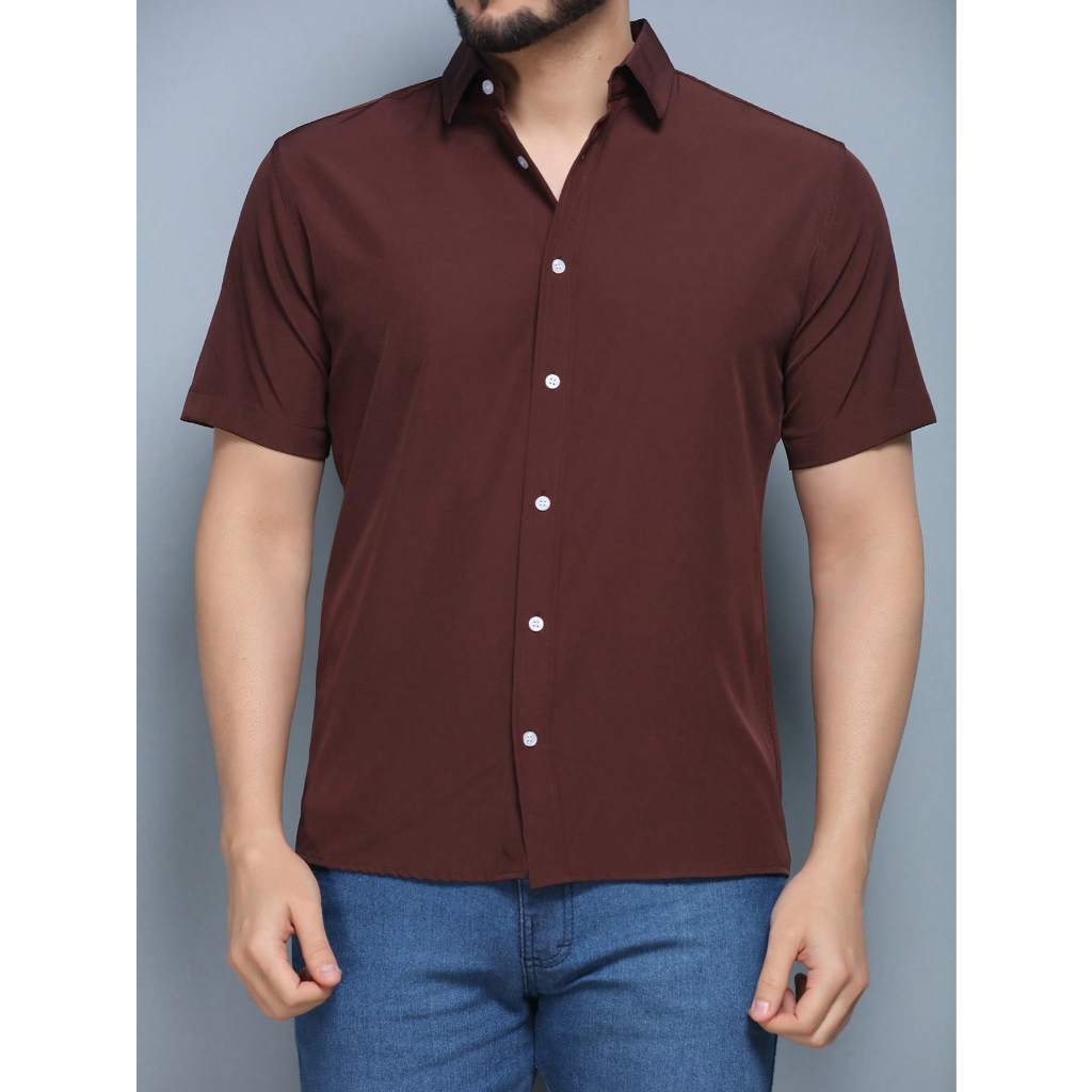 camisa social manga CURTA microfibra com Elastano Slim fit nao massa passa fácil