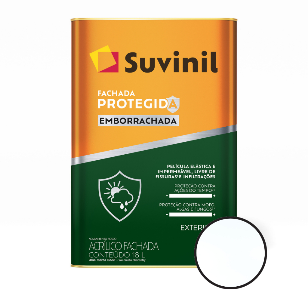 Tinta Emborrachada Fachada Protegida 18L Fosco Cor Branco Neve Área ...