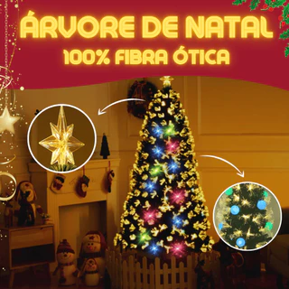 Árvore Natal Verde Luxo Fibra Ótica Bivolt  Estrela Led Ponteira