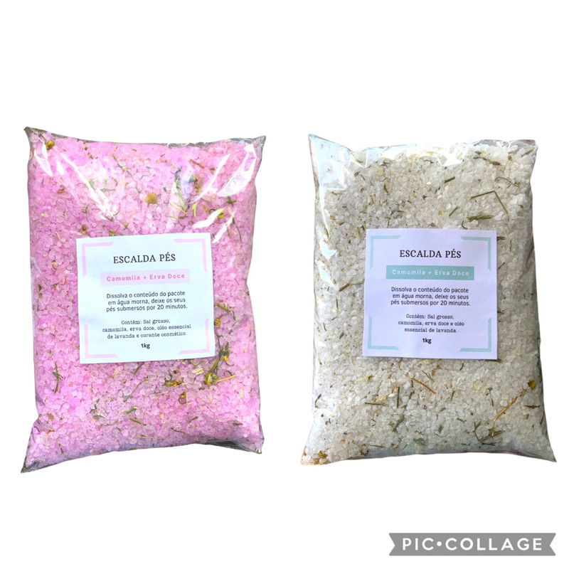 1kg/4kg de escalda pés camomila com erva doce para relaxar sal grosso para montar kits para lembrancinha rosa e Branco