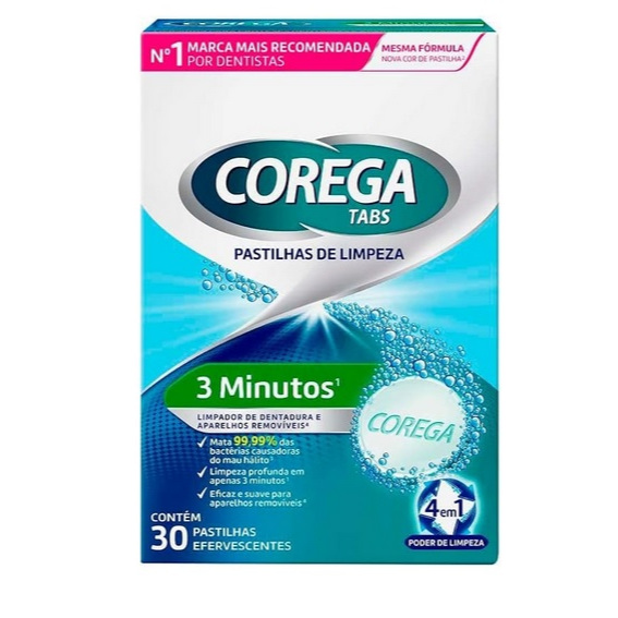 Corega Tabs 3 Minutos Limpador de Dentaturas e Aparelhos | Shopee Brasil