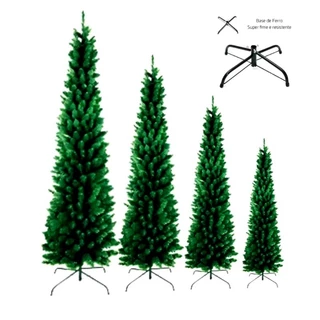 Árvore de Natal Pinheiro Slim  Pé de Ferro Datas Comemorativas Natalino Tamanhos: 1.50m, 1.80m, 2.10m, 2.50m