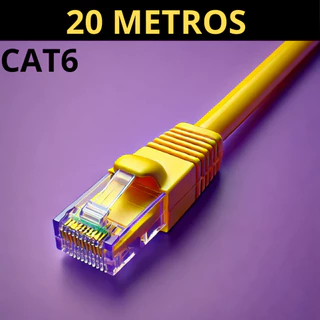 Cabo De Rede Cat6 20 Metros Amarelo Gigabit