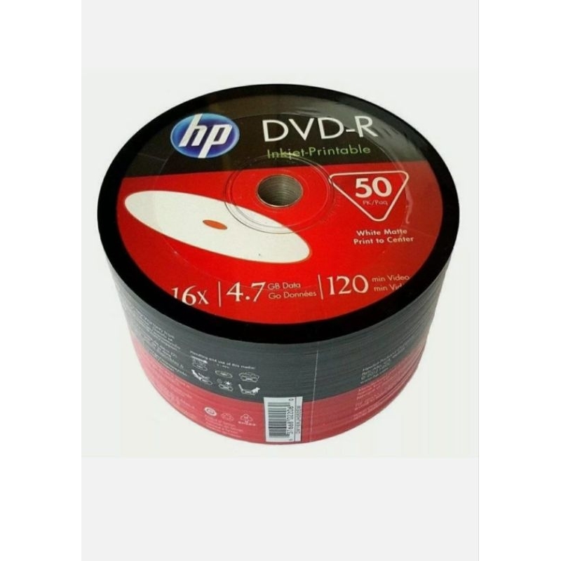 50 DVD-R PRINTABLE HP 4,7GB 120 MINUTOS 16X | Shopee Brasil