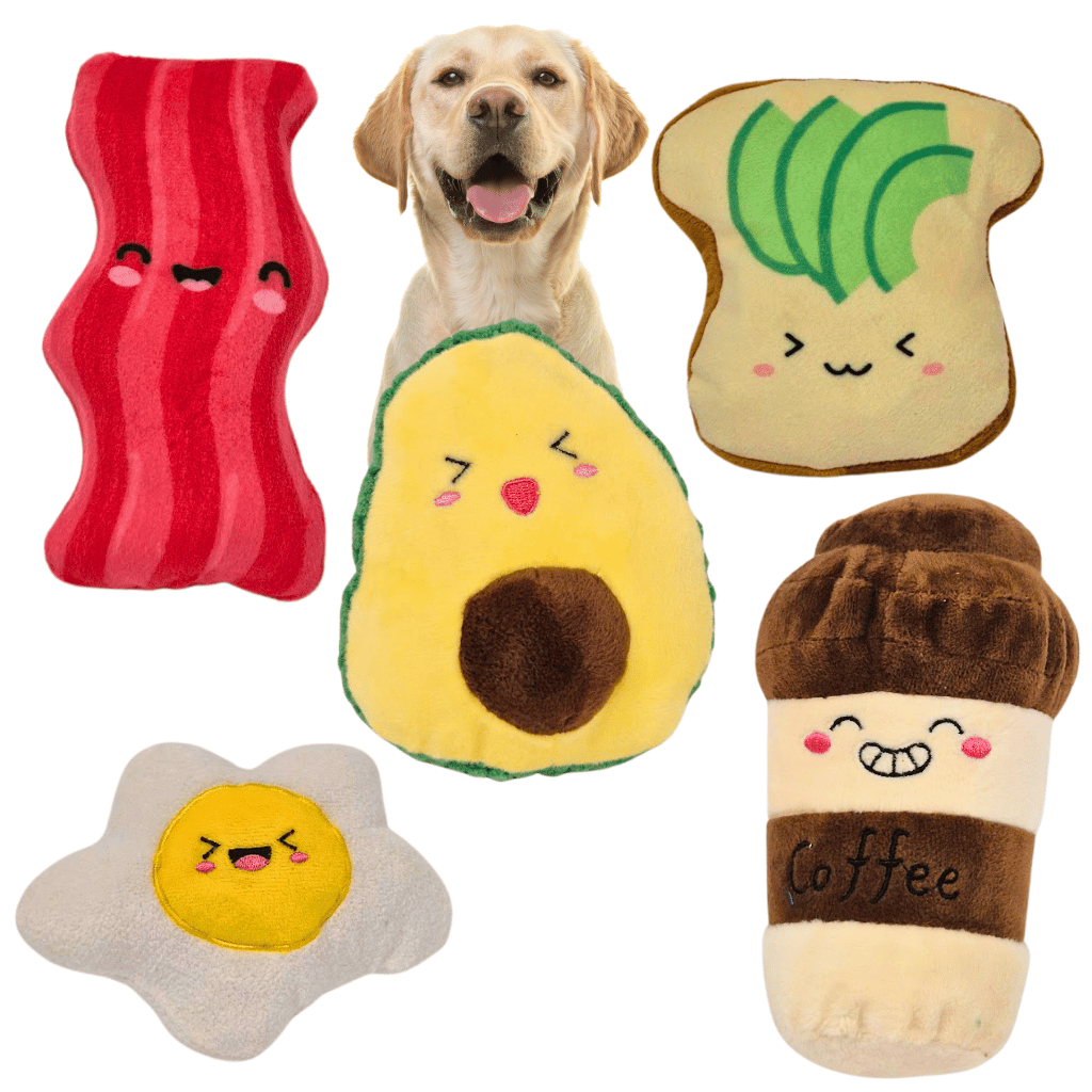 Kit 5 Pelúcias Foods para Pets Premium PATO.PET Brinquedo Mordedor