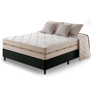 Cama Box Casal Preto + Colchão Molas Superlastic Bahamas 138x188x63cm