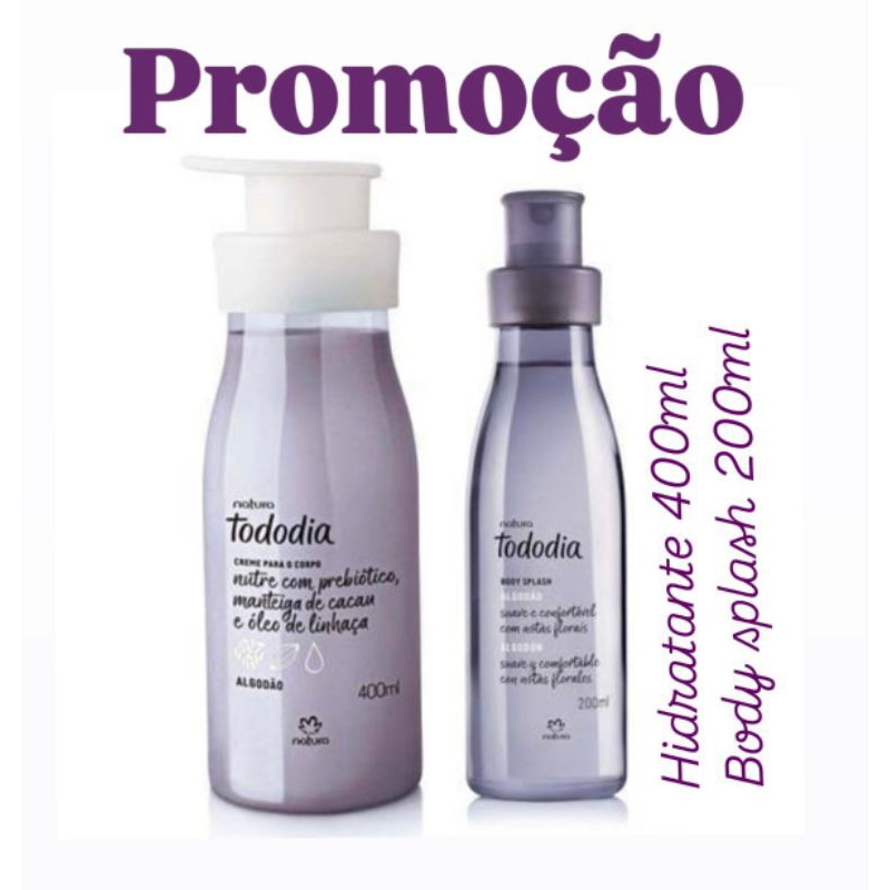 Algodão Hidratante Corporal 400ml + Body splash 200ml Natura