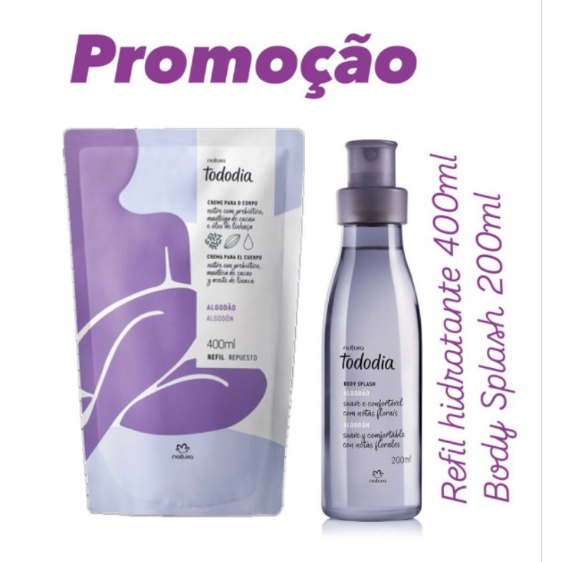 Algodão Hidratante Corporal 400ml + Body splash 200ml Natura