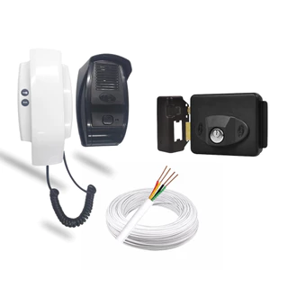 Kit Interfone Porteiro Eletronico Fechadura Eletrica com 30m de fio Ppa