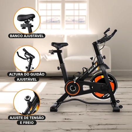Bicicleta Ergométrica Gallant Elite X Spinning Roda De Inércia 8Kg Ate 110Kg Mecânica (GSB08HBTA PT)