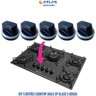 KIT COM 5 BOTÕES ATLAS COOKTOP AGILE UP GLASS ORIGINAIS em Oferta na Shopee