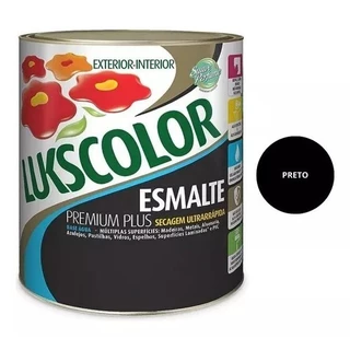 Tinta Esmalte Base Água Preto Fosco 900ml Lukscolor Madeira / Metal / Alvenaria /Azulejo / PVC/Ferro