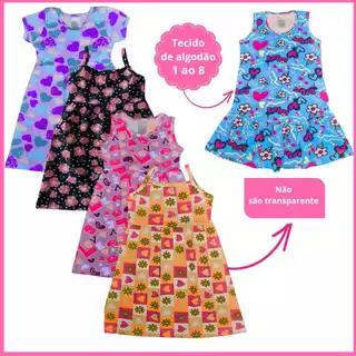 2 Vestido Infantil Menina Verão Calor Roupa Infantil Feminina Moda Blogueira Princesa 1 ao 8